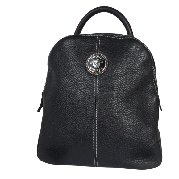 Vintage Dooney & Bourke Black Pebbled Leather Backpack - Picture 2 of 16